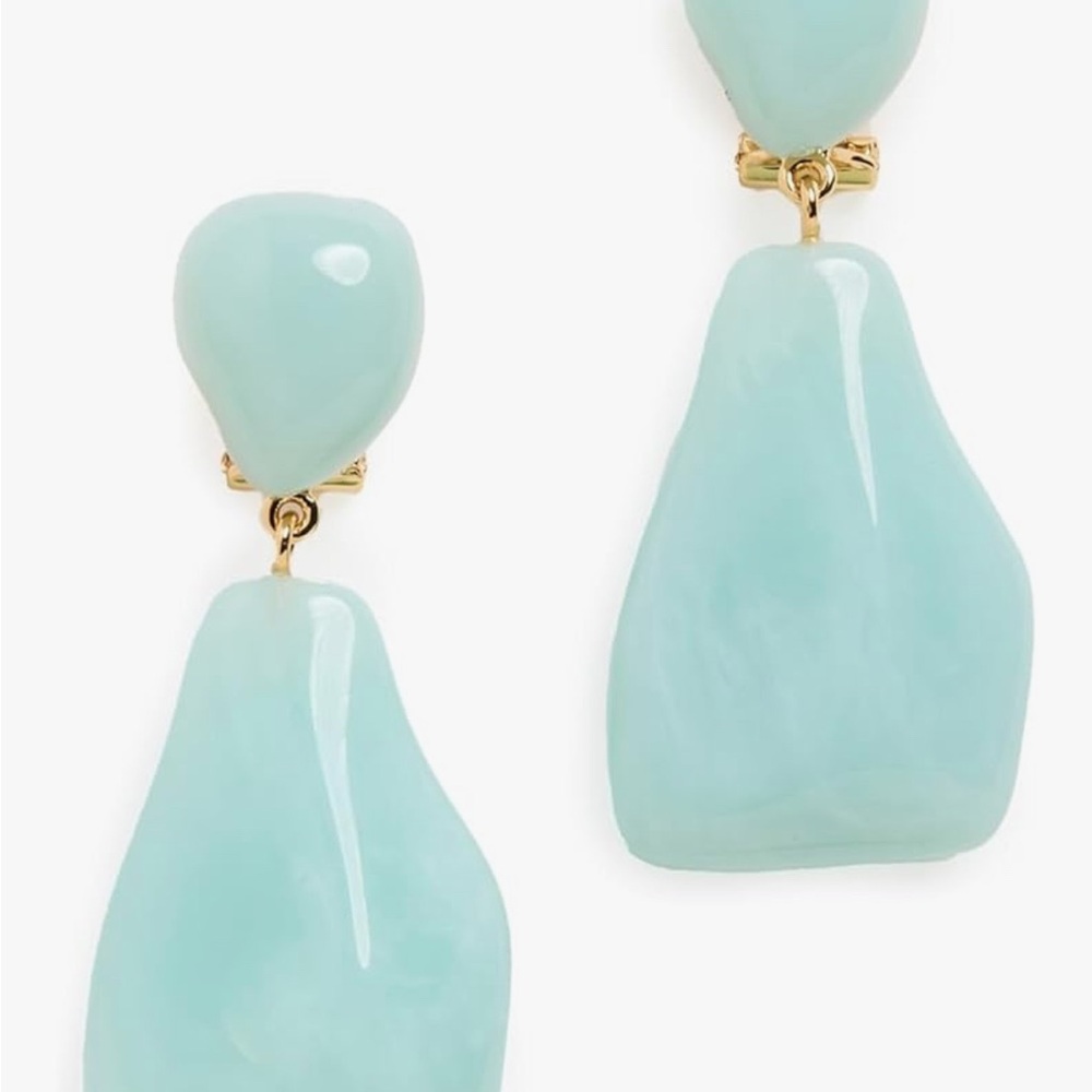Lele Sadoughi Aqua and Gold Earrings